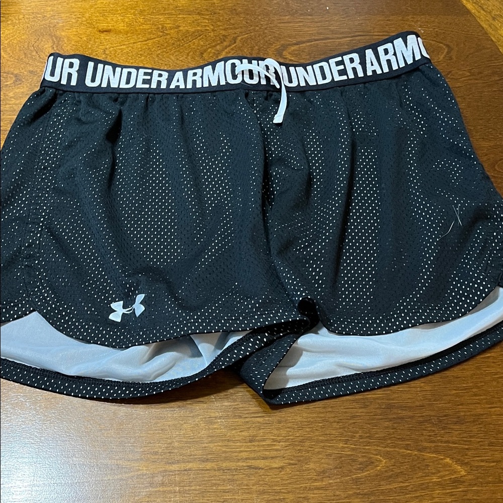 Under Armour Women's Black and White Athletic Shorts